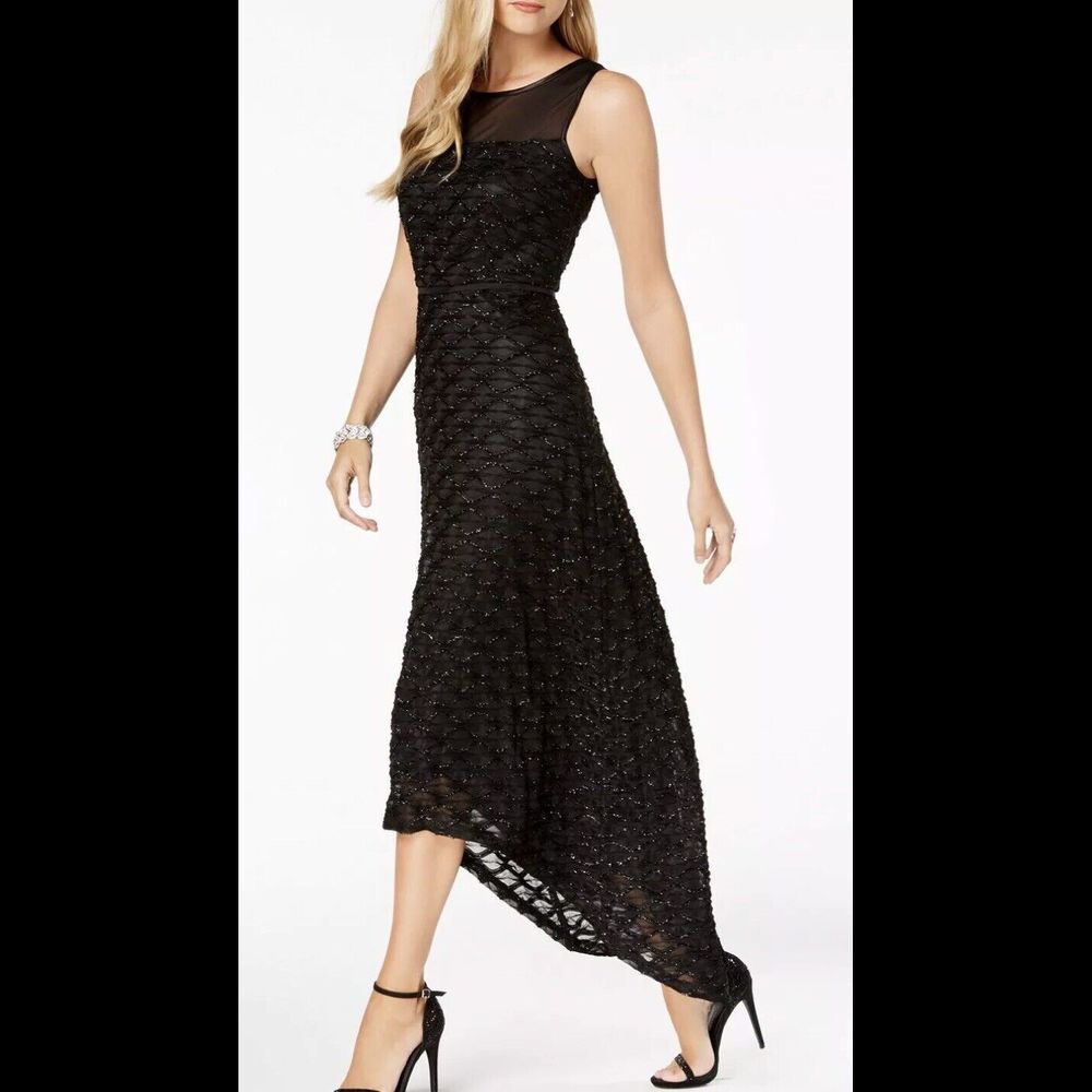 Women’s Formal Dresses Size 10 Connected Black Embellished Sleeveless Hi-Lo Gown